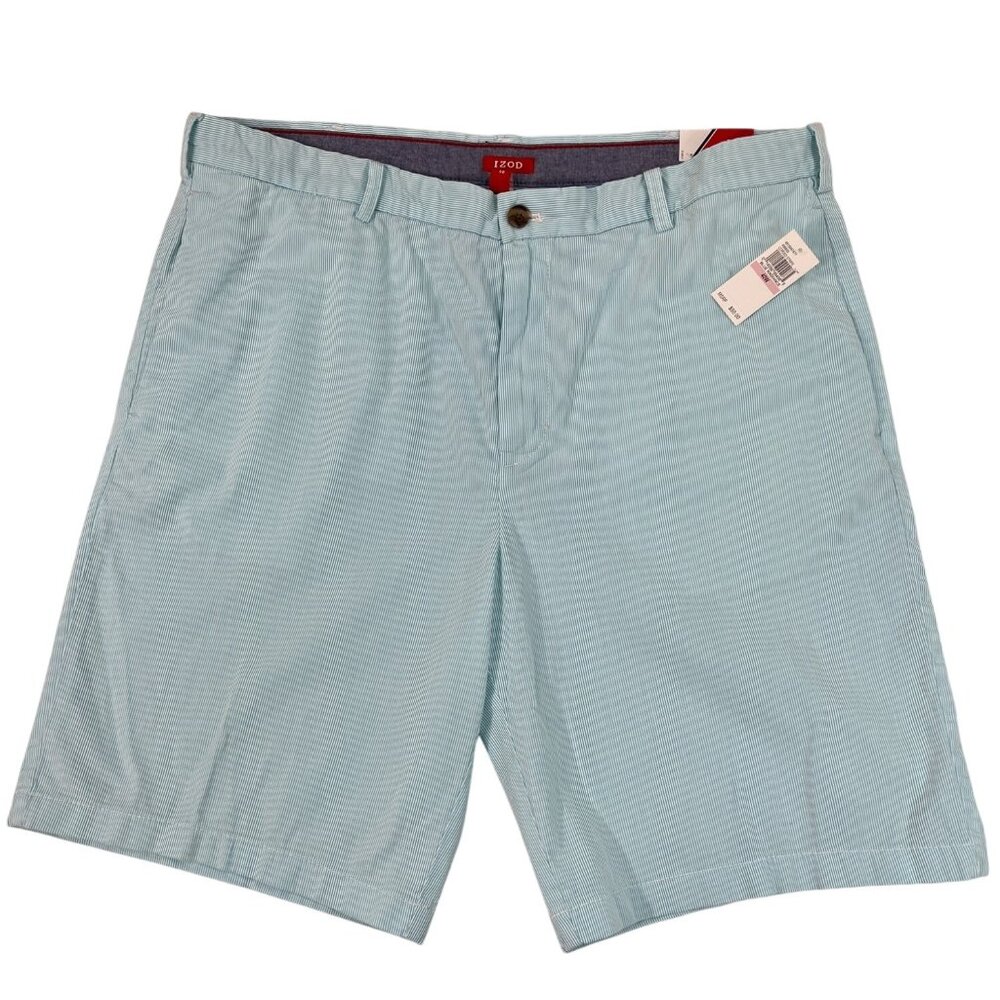 Izod Mens Classic Fit Striped Stretch Shorts 10.5" Inseam Aqua Blue Size 40